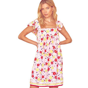 NWT EMILY WONDER Mini Dress Women’s Medium Pink Floral pastel shift cottage boho